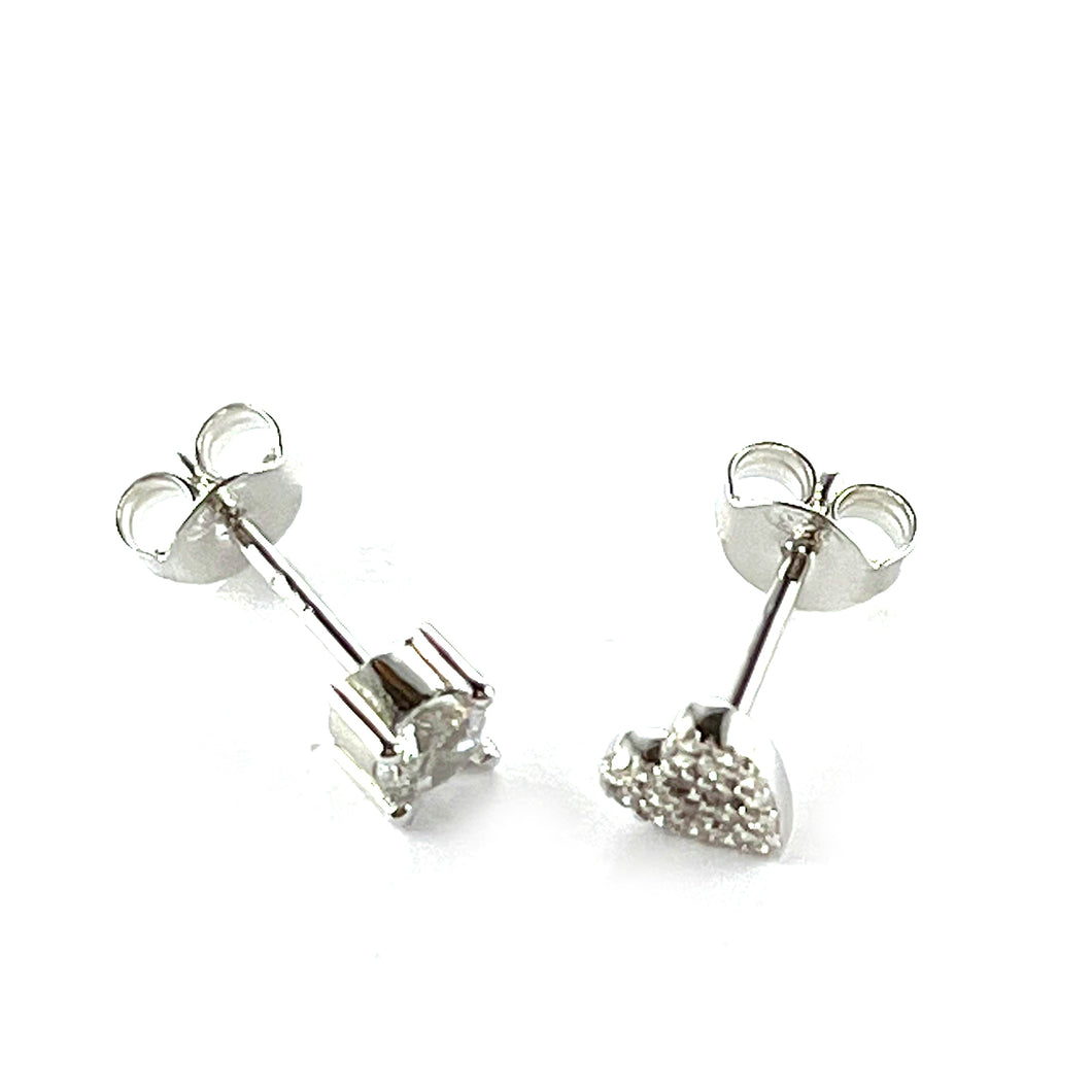 Stone & Heart silver earring with CZ