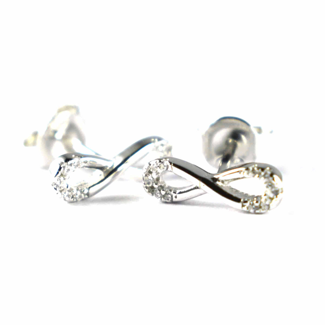 Stud silver earring with bow shape & platinum plating