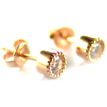 Studs silver earring with spot pattern & pink gold plating