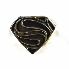 Superman silver ring with oxidizing