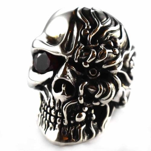 Terminator with half broken face silver ring