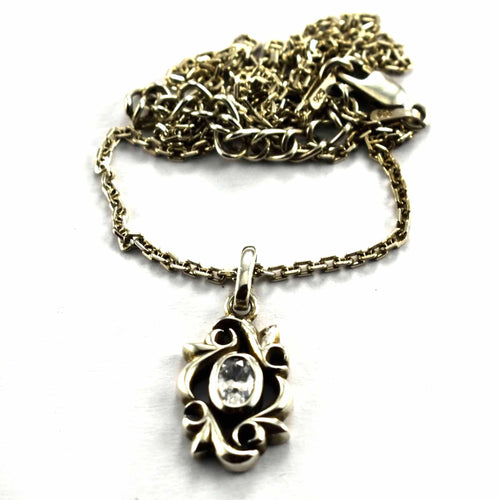 Thorns pattern with white crystal silver necklace