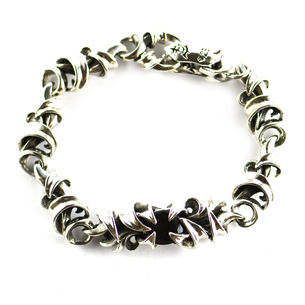 Thorns silver bracelet with black CZ