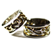 Thorns silver couple ring with pink gold & black rhodium plating