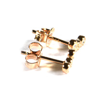 Three CZ silver studs earring with pink gold plating