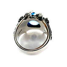 Three claw silver ring with light blue stone