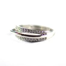 Three line silver ring with CZ