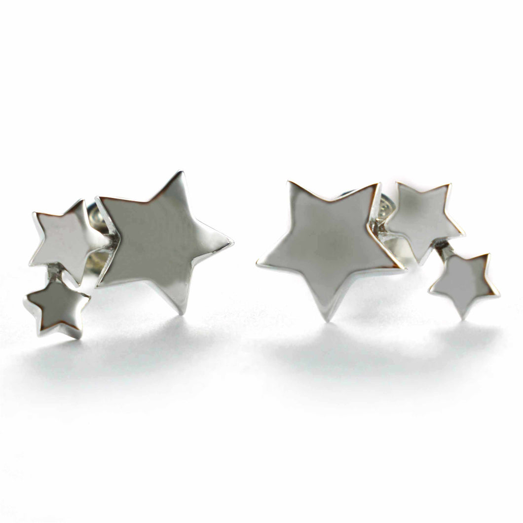 Three stars silver studs earring