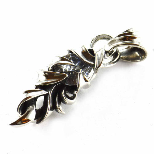 Thorns silver pendant with white CZ