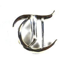 T old english fonts silver pendant