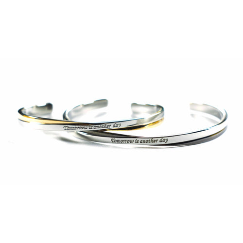 Tomorrow is another day stainless steel couple bangle