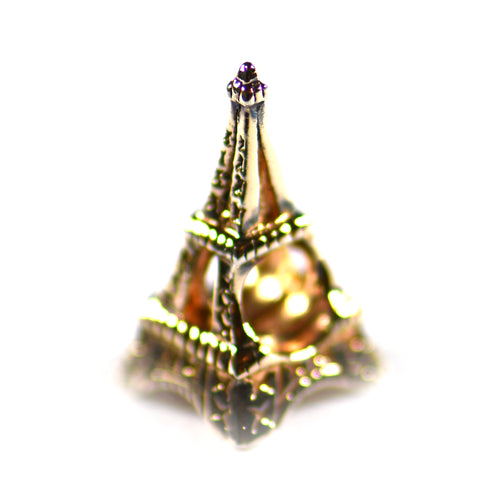 Tower of Paris silver beads with pink gold plating