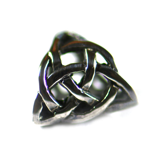 Triangle silver beads with cross pattern