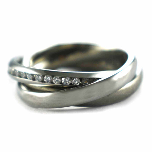 Trinity stainless steel ring with white cubic zirconia
