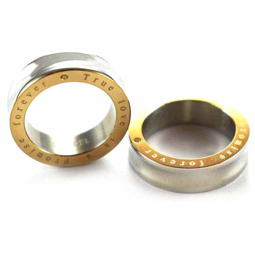True love is a promise forever stainless steel couple ring