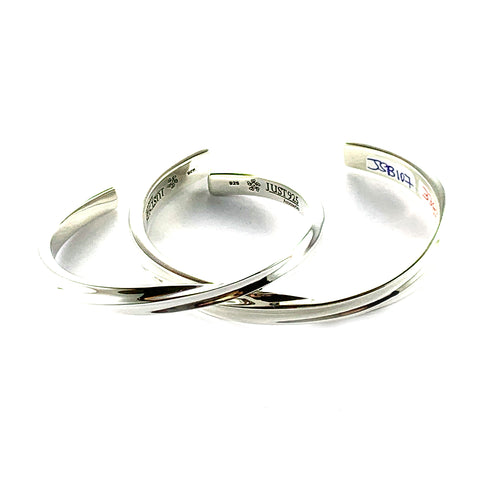 Twists pattern silver couple bangle