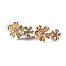 Two flower silver earring with CZ & pink gold plating