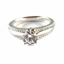 Two piece silver wedding ring with CZ