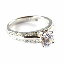 Two piece silver wedding ring with CZ