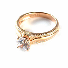 Two piece silver wedding ring with CZ & pink gold plating