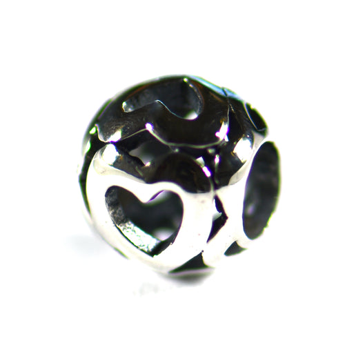 Two side of heart silver beads