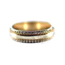 Up & down full of CZ silver couple ring with pink gold plating