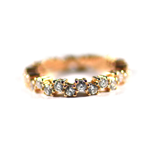 Up & down silver ring with round of CZ