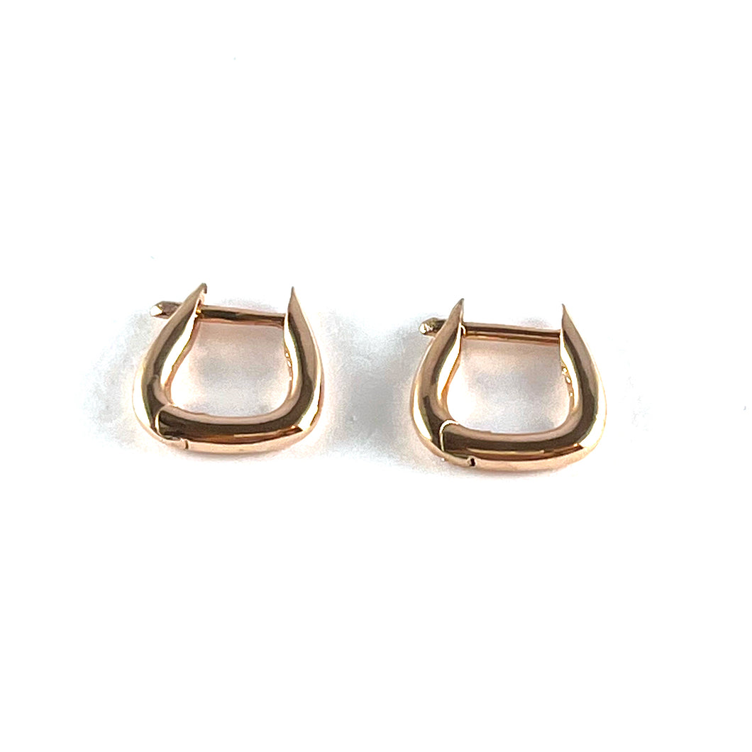 U shape silver circle earring with pink gold plating