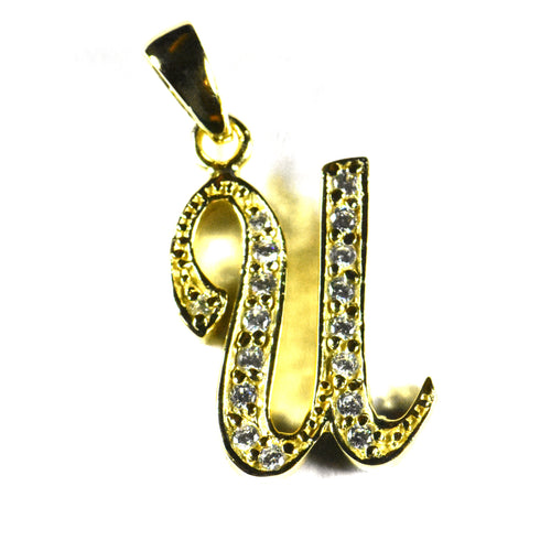 U silver pendant with 18K gold plating