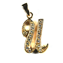 U silver pendant with 18K gold plating