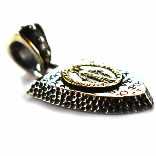 Virgin Mary with oxidize silver pendant