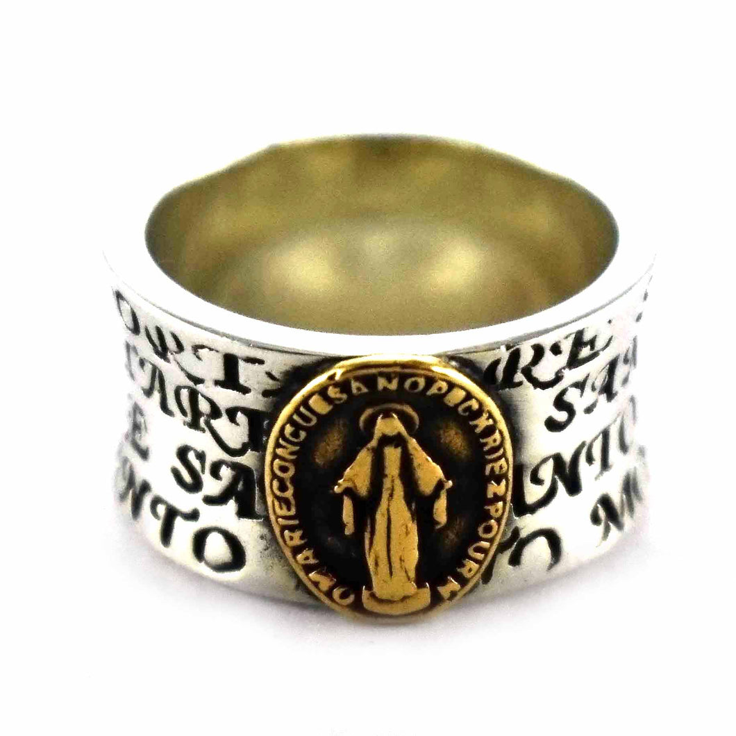 Virgin Mary with copper plating silver ring