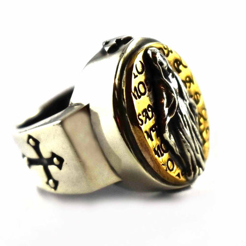 Virgin Mary with copper plating oval ring