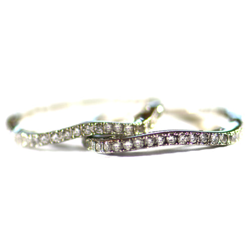 Wave pattern set silvre ring with CZ