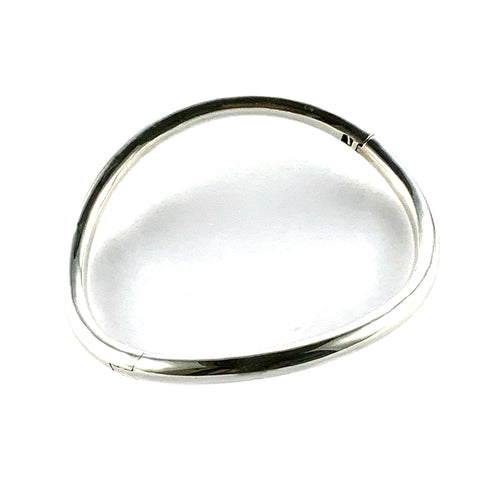 Plain & Wave silver bangle