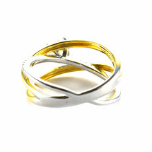 Wedding silver ring with cubic zirconia & 18K gold plating