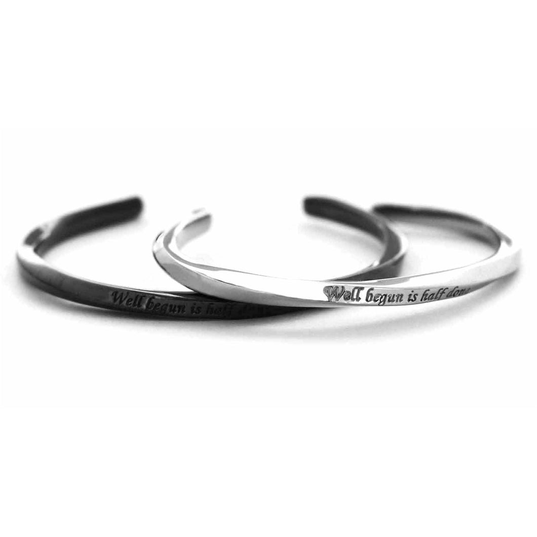 Well begun is half done stainless steel couple bangle