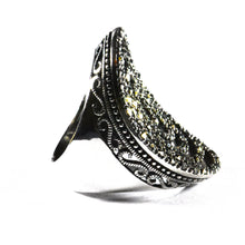 Whirlpool silver ring with marcasite