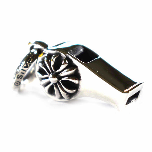 Whistle silver pendant with cross pattern