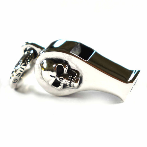 Whistle silver pendant with skull pattern