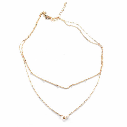 White CZ silver necklace with small ball chain & pink gold plating