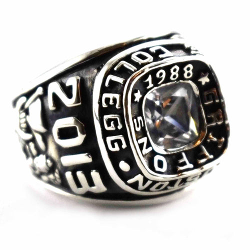 White cubic zirconia silver school ring