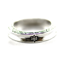Silver couple ring with CZ & oxidizing