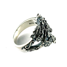 Whole dragon silver ring with garnet