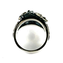 Whole dragon silver ring with garnet