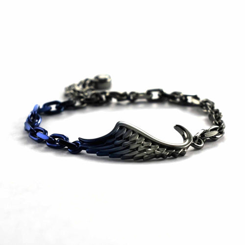Wing gradual blue silver bracelet