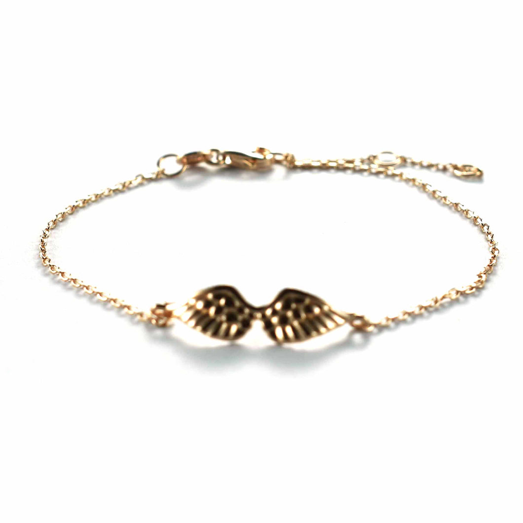 Wing silver bracelet with pink gold plating