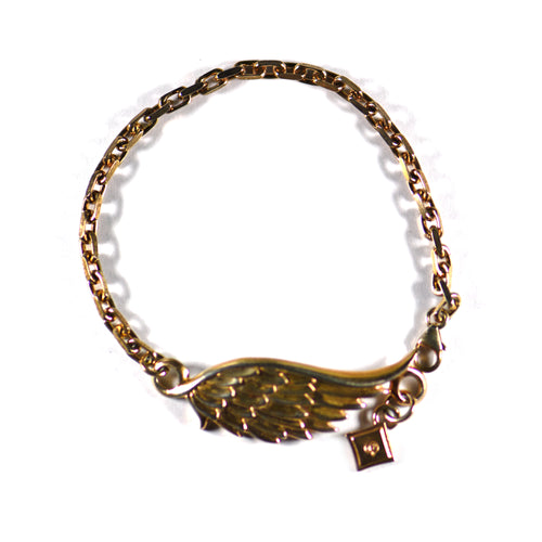 Wing silver bracelet with pink gold plating