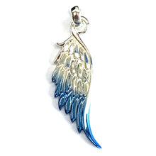 Wing silver couple pendant with blue & red plating