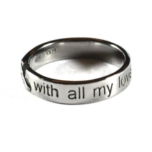 With all my love silver ring with black rhodium plating